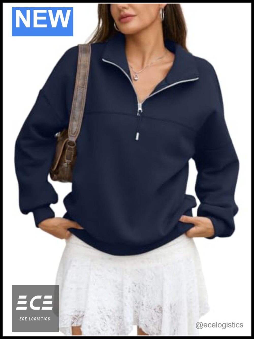 Fleece Quarter Zip Sweatshirt Oversized Long Sleeve Pullover Fall Top